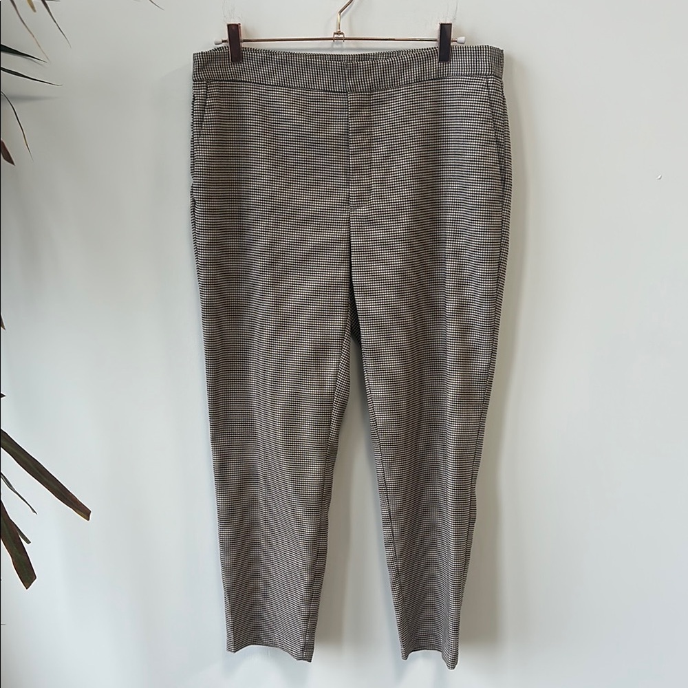 Zara Sz 12 Houndstooth Straight Leg Pants with Tailored Fit • Brown/Cream/Black💋